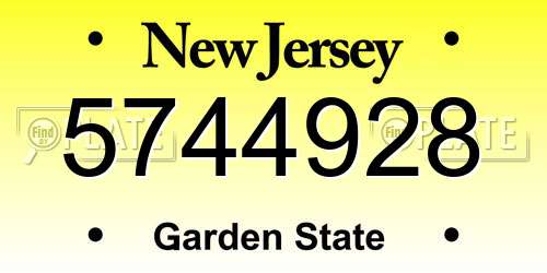 5744928 New Jersey License Plate