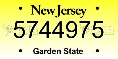 5744975 New Jersey License Plate