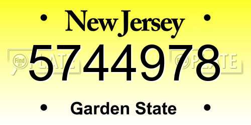 5744978 New Jersey License Plate