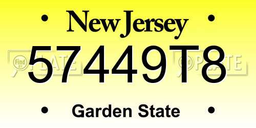 57449T8 New Jersey License Plate