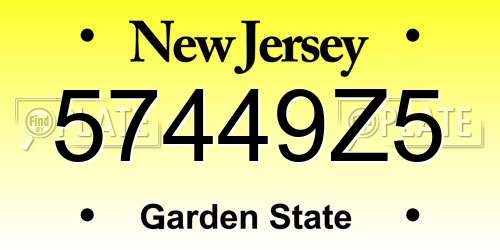 57449Z5 New Jersey License Plate