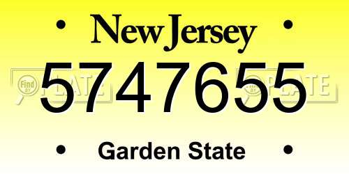 5747655 New Jersey License Plate