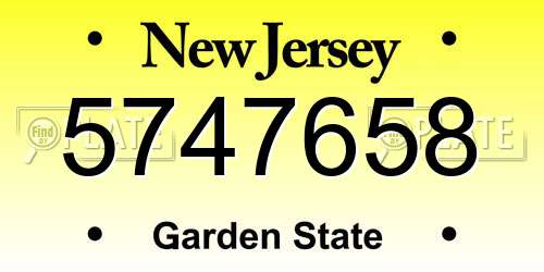 5747658 New Jersey License Plate