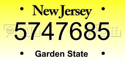 5747685 New Jersey License Plate