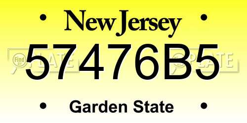 57476B5 New Jersey License Plate
