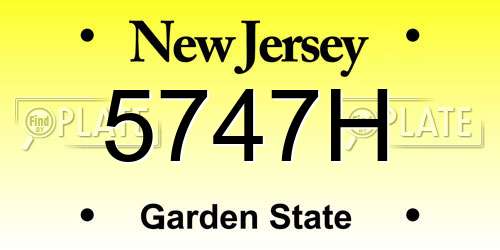 5747H New Jersey License Plate