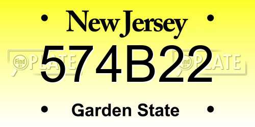 574B22 New Jersey License Plate