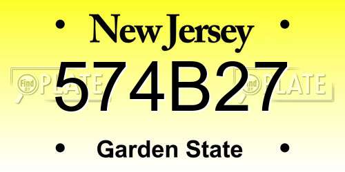 574B27 New Jersey License Plate