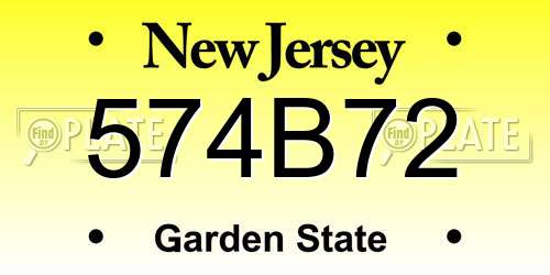 574B72 New Jersey License Plate