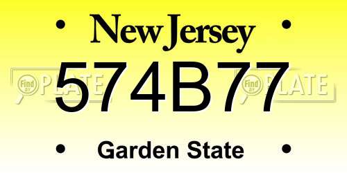 574B77 New Jersey License Plate