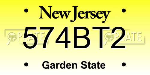 574BT2 New Jersey License Plate