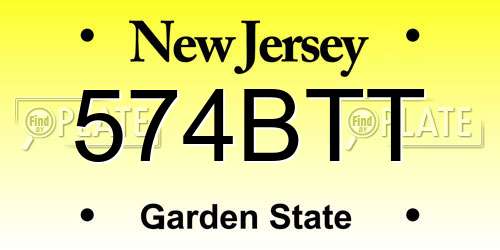 574BTT New Jersey License Plate