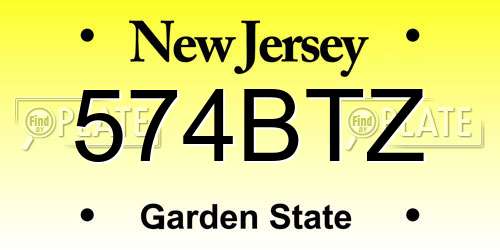 574BTZ New Jersey License Plate