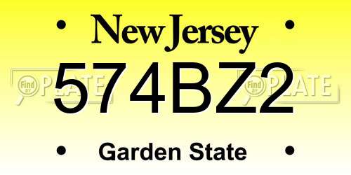 574BZ2 New Jersey License Plate