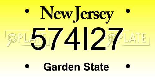 574I27 New Jersey License Plate
