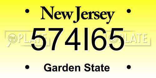 574I65 New Jersey License Plate