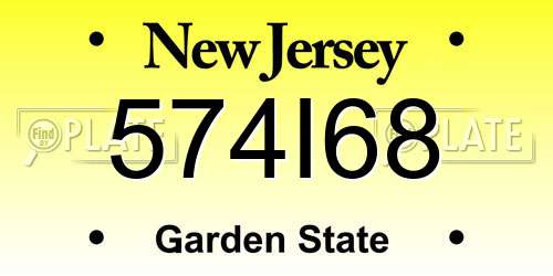 574I68 New Jersey License Plate