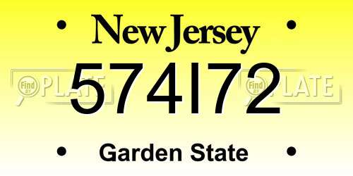 574I72 New Jersey License Plate
