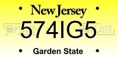 574IG5 New Jersey License Plate