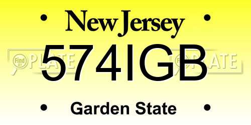 574IGB New Jersey License Plate