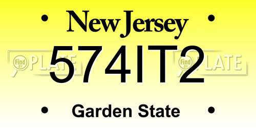 574IT2 New Jersey License Plate