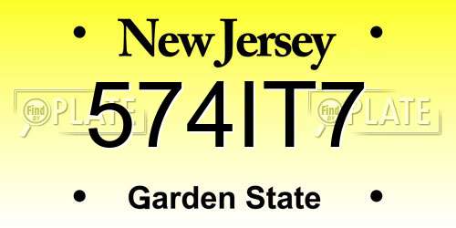 574IT7 New Jersey License Plate