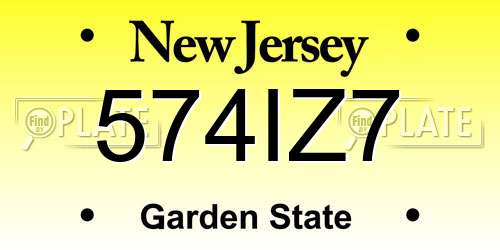 574IZ7 New Jersey License Plate