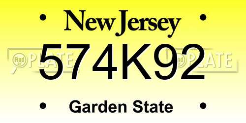574K92 New Jersey License Plate