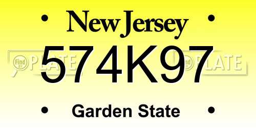 574K97 New Jersey License Plate