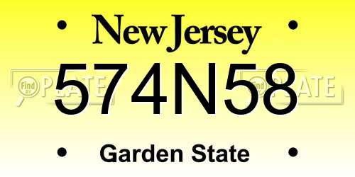 574N58 New Jersey License Plate