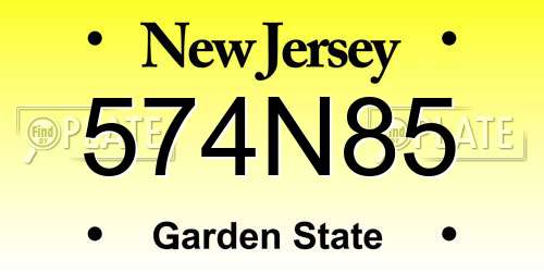 574N85 New Jersey License Plate
