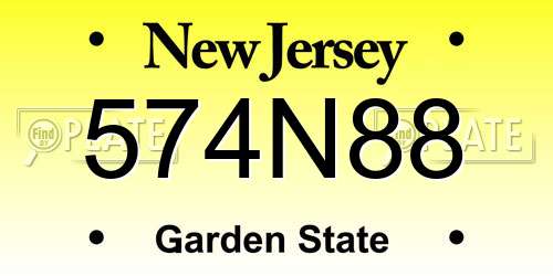 574N88 New Jersey License Plate