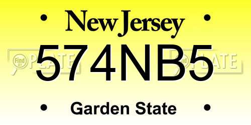 574NB5 New Jersey License Plate