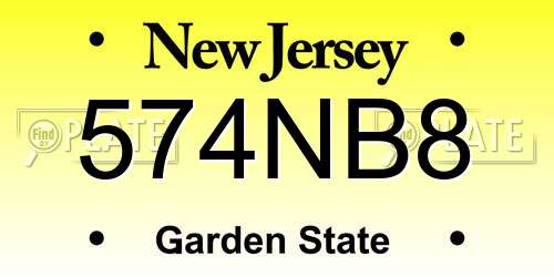 574NB8 New Jersey License Plate