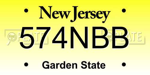 574NBB New Jersey License Plate