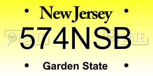 574NSB New Jersey License Plate