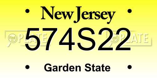 574S22 New Jersey License Plate