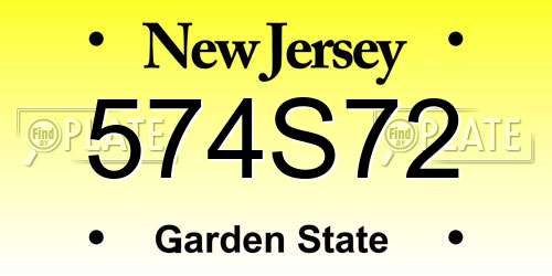 574S72 New Jersey License Plate