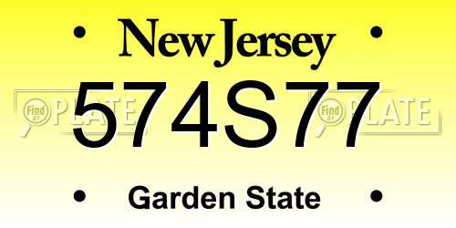 574S77 New Jersey License Plate