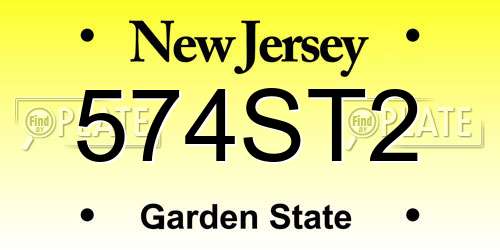 574ST2 New Jersey License Plate