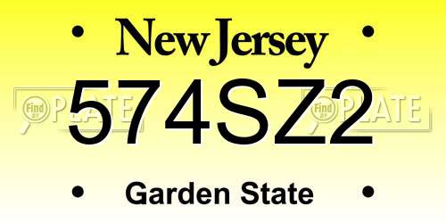 574SZ2 New Jersey License Plate
