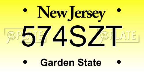 574SZT New Jersey License Plate
