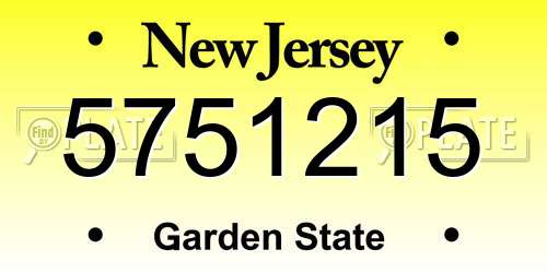 5751215 New Jersey License Plate