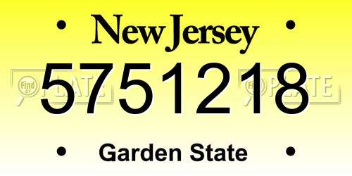 5751218 New Jersey License Plate
