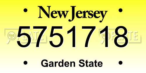 5751718 New Jersey License Plate