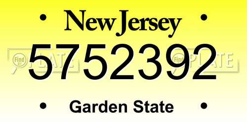 5752392 New Jersey License Plate