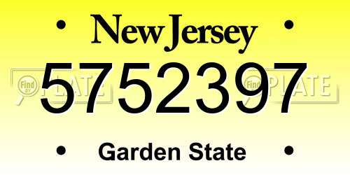 5752397 New Jersey License Plate