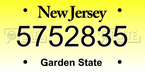 5752835 New Jersey License Plate