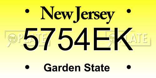 5754EK New Jersey License Plate