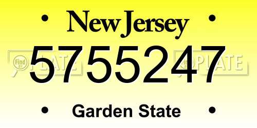 5755247 New Jersey License Plate